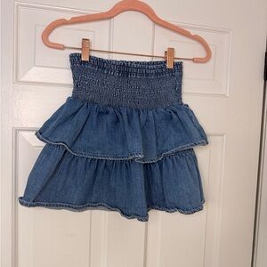 NWOT Aerie Denim Blue Textured Skirt
